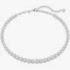 Imber Rhodium Plated Round Cut Crystal Tennis Necklace 5682595
