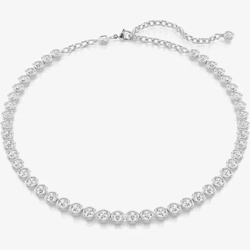 Imber Rhodium Plated Round Cut Crystal Tennis Necklace 5682595