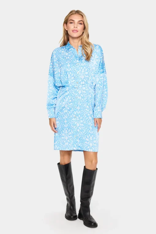 ImenaSZ Above Knee Printed Shirt Dress-