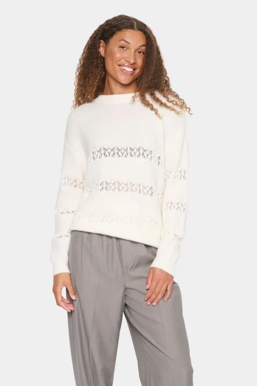 IngelaSZ Lace And Rib Knit Pullover-
