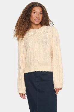 IvalaSZ Pearl Detail Knit Cardigan-