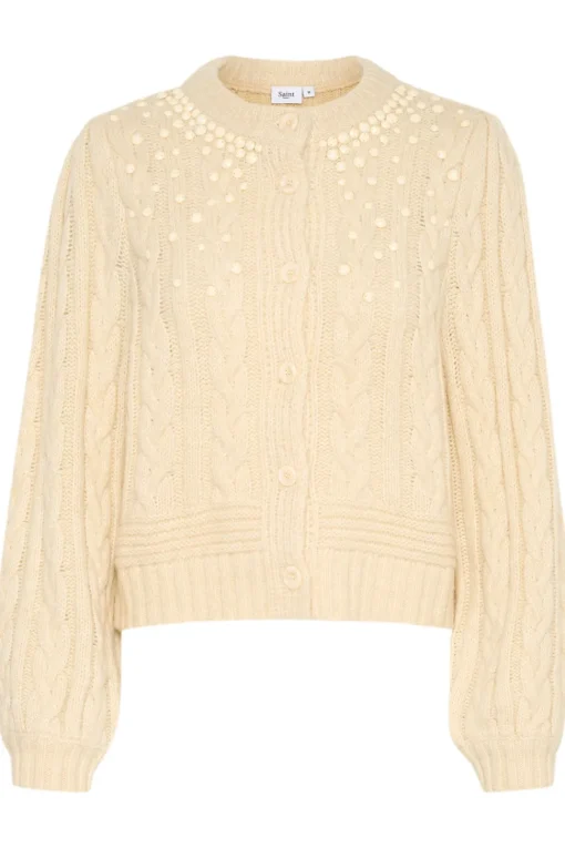 IvalaSZ Pearl Detail Knit Cardigan-