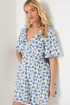 Ivory Ditsy Flutter Sleeve Frill Mini Dress