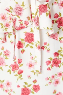 Ivory Floral Ruched Front Mini Dress