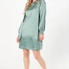Jacquard Satin Pussybow Shift Dress