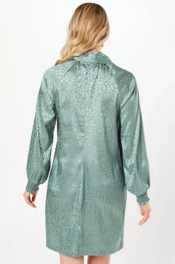 Jacquard Satin Pussybow Shift Dress