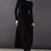 Jersey Taffeta Mix Drop Waist Midi Dress