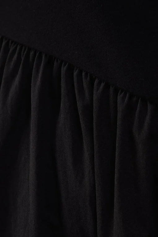 Jersey Taffeta Mix Drop Waist Midi Dress