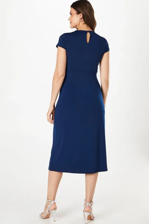 Jersey Wrap Buckle Midi Dress