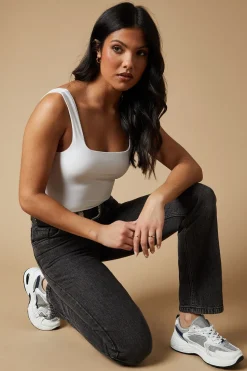 Karlie Contrast Mesh Detail Lace Up Trainers