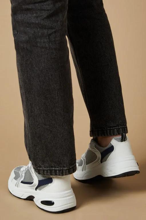 Karlie Contrast Mesh Detail Lace Up Trainers
