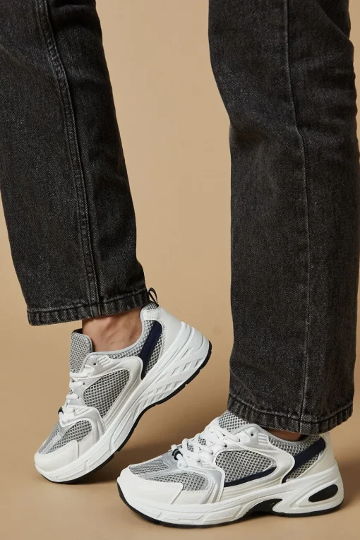 Karlie Contrast Mesh Detail Lace Up Trainers
