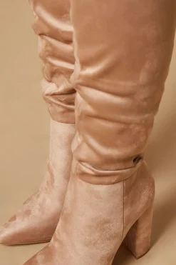 Kenia Faux Suede High Block Heel Pointed Knee Boot