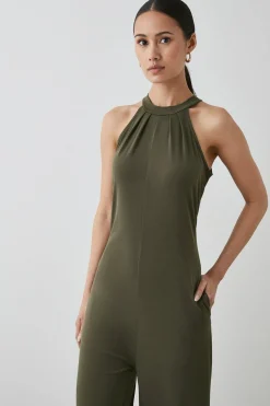 Khaki Twist Neck Jumpsuit