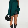 Knit Crew Neck Extended Jumper In Dark Green