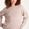 Knit Flower Embroidery Jumper