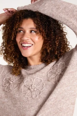Knit Flower Embroidery Jumper
