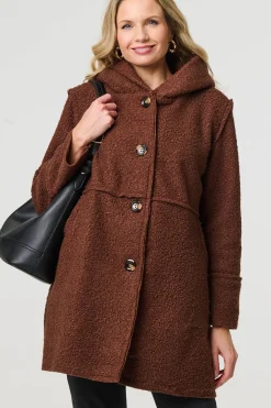 Knitted Button Detail Hooded Jacket