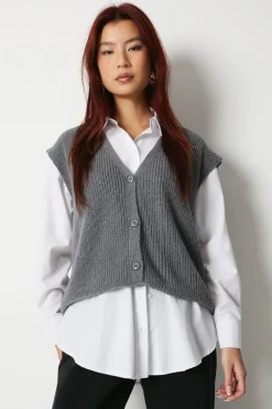 Knitted Button Through Waistcoat