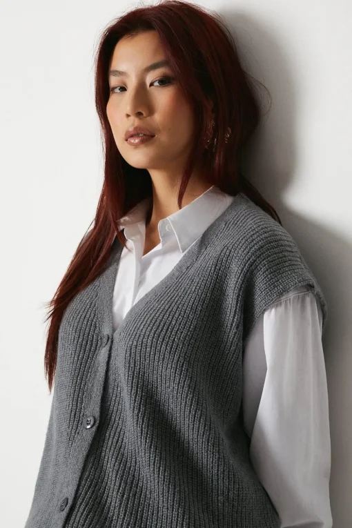 Knitted Button Through Waistcoat