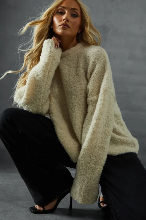 Knitted Crew Neck Oversized Jumper