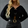 Knitted Gold Trim Detail Batwing Cardigan