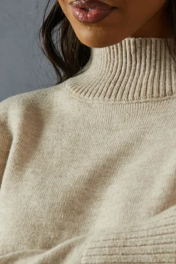 Knitted High Neck Wide Sleeve Jumper