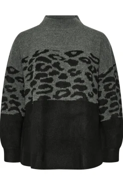 Knitted Leopard Colourblock Jumper