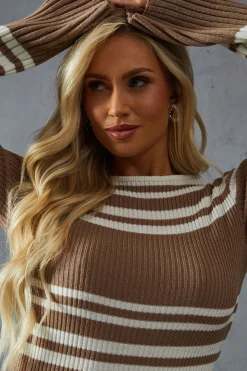Knitted Ribbed Stripe Maxi Dress