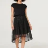 Lace Asymmetric Hem Midi Skirt