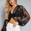 Lace Balloon Sleeve Corsage Blouse