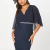 Lace Chiffon Cape Pencil Dress