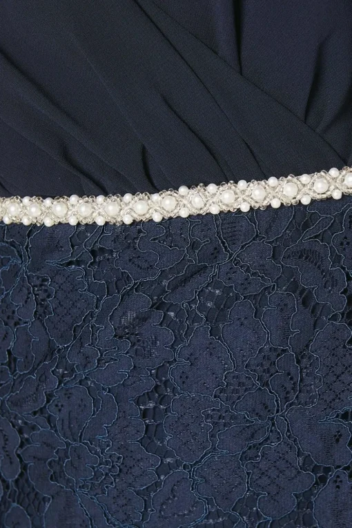 Lace Chiffon Cape Pencil Dress