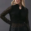 Lace Contrast Tie Front Blouse
