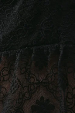 Lace Contrast Tie Front Blouse