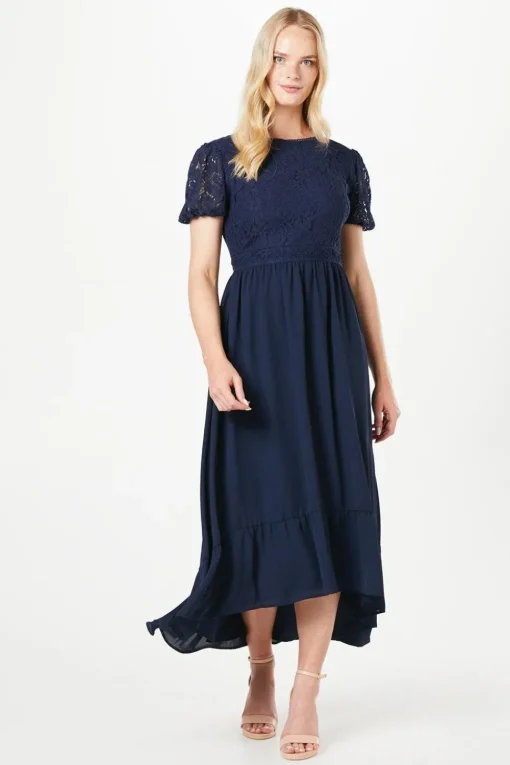 Lace Drop Hem Midaxi Dress