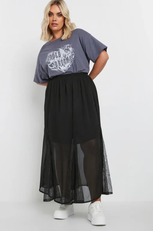 Lace Godet Maxi Skirt