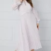 Lace Insert Pleated Midi Dress