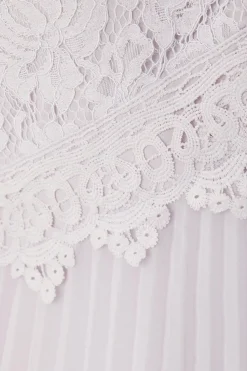 Lace Insert Pleated Midi Dress