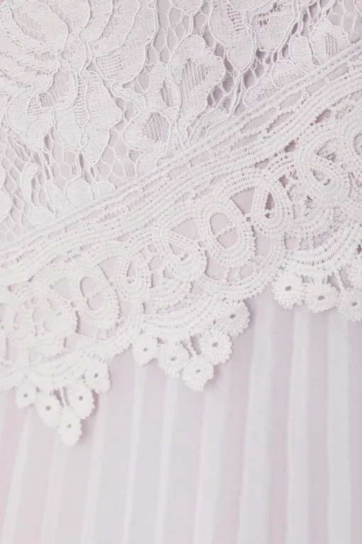 Lace Insert Pleated Midi Dress