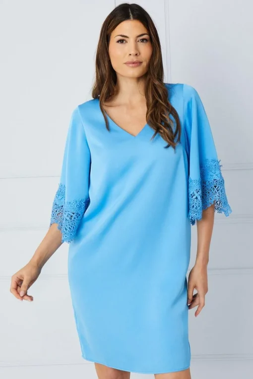 Lace Kimono Sleeve Shift Dress
