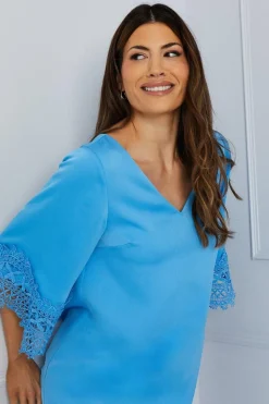 Lace Kimono Sleeve Shift Dress