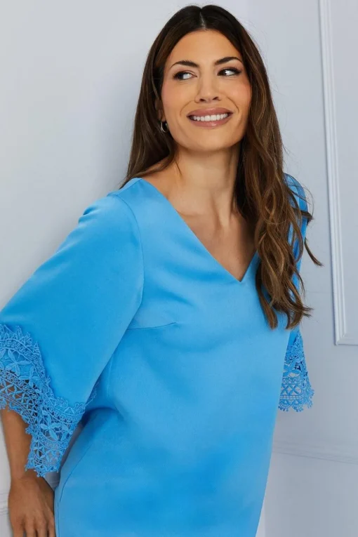 Lace Kimono Sleeve Shift Dress