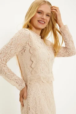 Lace Long Sleeve Midi Dress