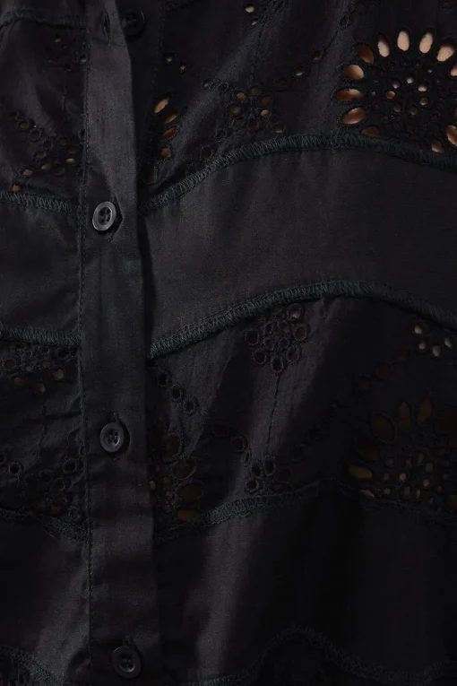 Lace Mix Scallop Hem Crop Shirt