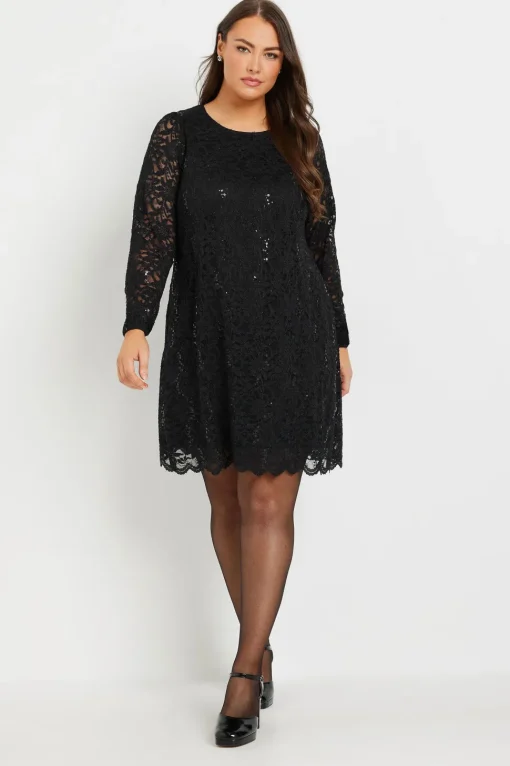 Lace Scallop Hem Mini Dress