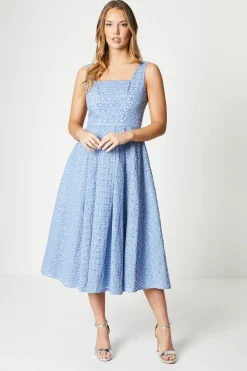 Lace Square Neck Midi Dress