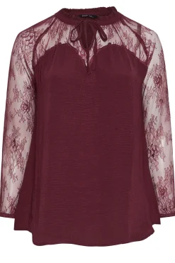 Lace Sweetheart Tie Neck Blouse