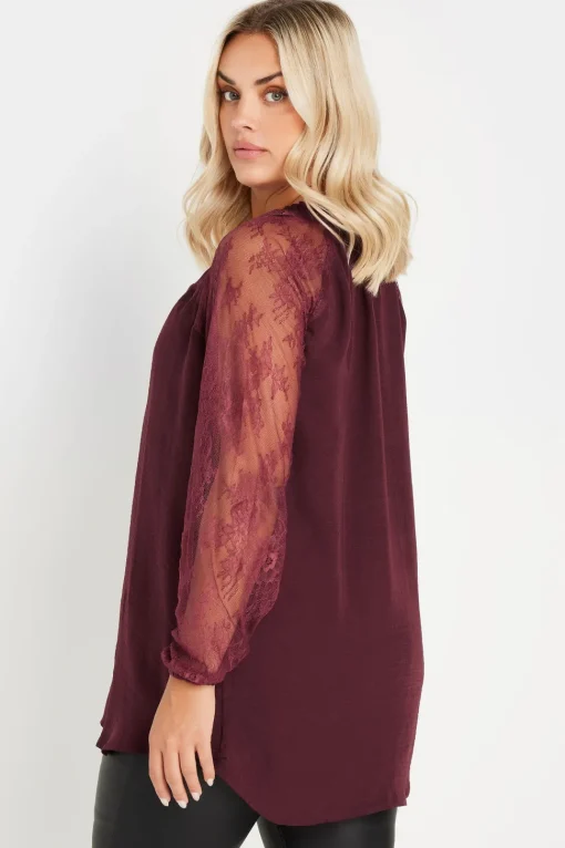 Lace Sweetheart Tie Neck Blouse