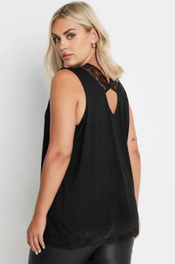 Lace Trim Keyhole Swing Vest Top